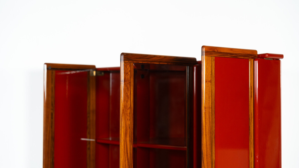 Pair of Red Artona Bookcases by Afra and Tobia Scarpa, Maxalto,1960s