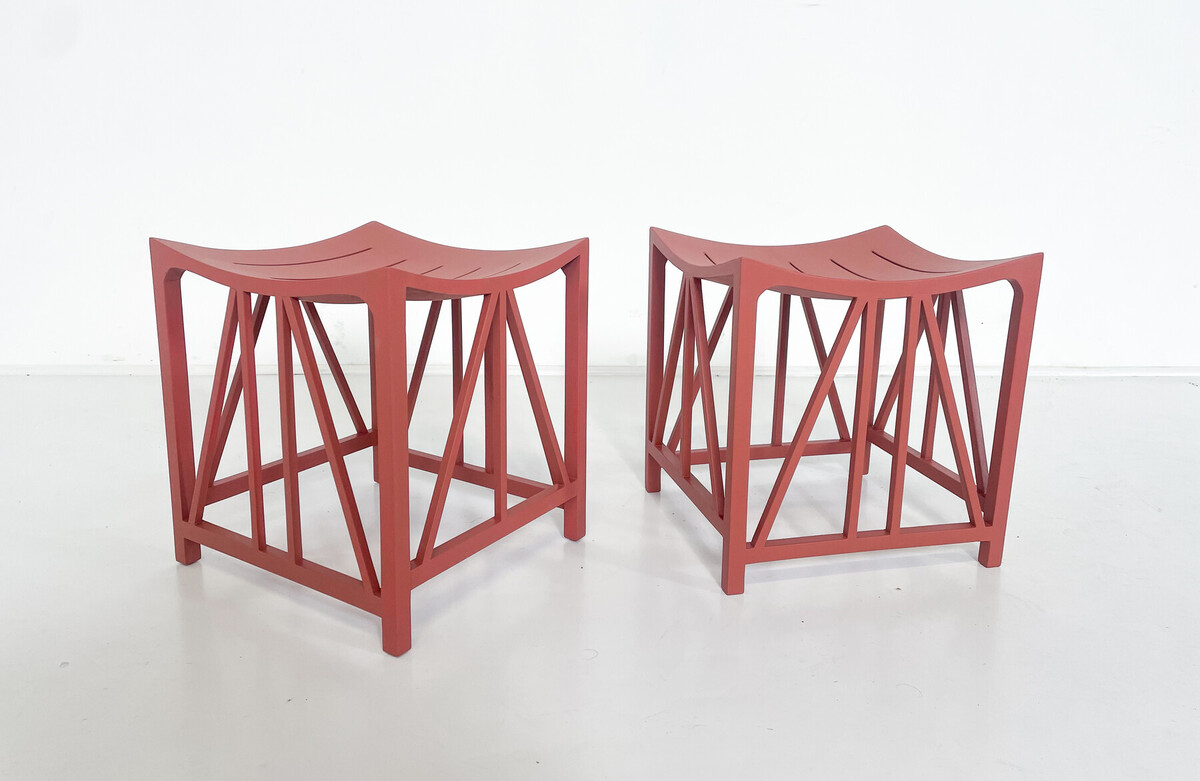 Pair of red Belgian Stools Model 'Toutankhamon'