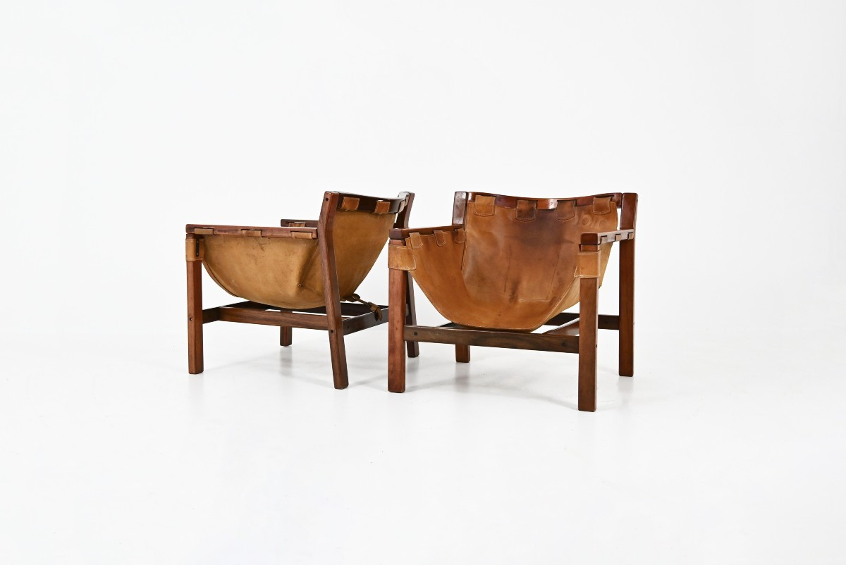 Pair of Safari armchairs by Carlo Hauner for Forma, 1970s