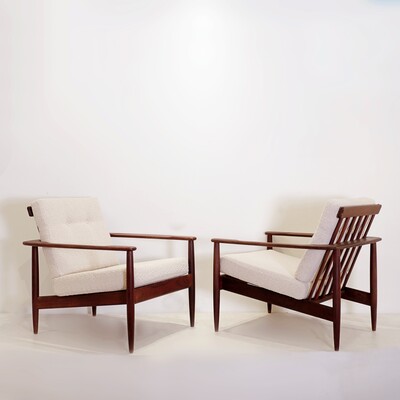 Pair of Scandinavian armchairs - New White Bouclette Fabric