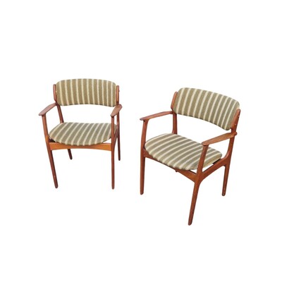 Pair of Scandinavian solid teak armchairs, model 49, by Erik Buch for O.D. Mobler, Denmark, 1950s