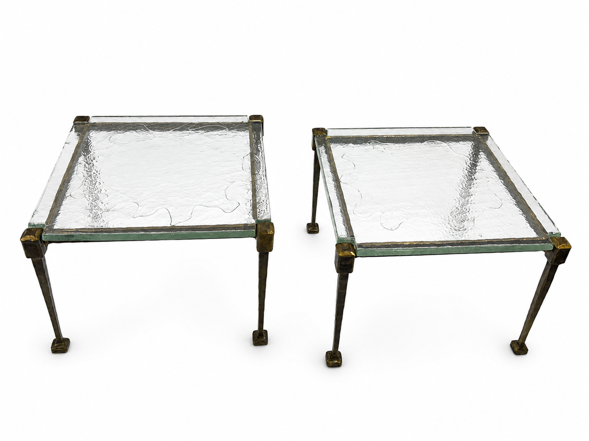 Pair of Side Tables by Lothar Klute, Bronze and Glass, Germany