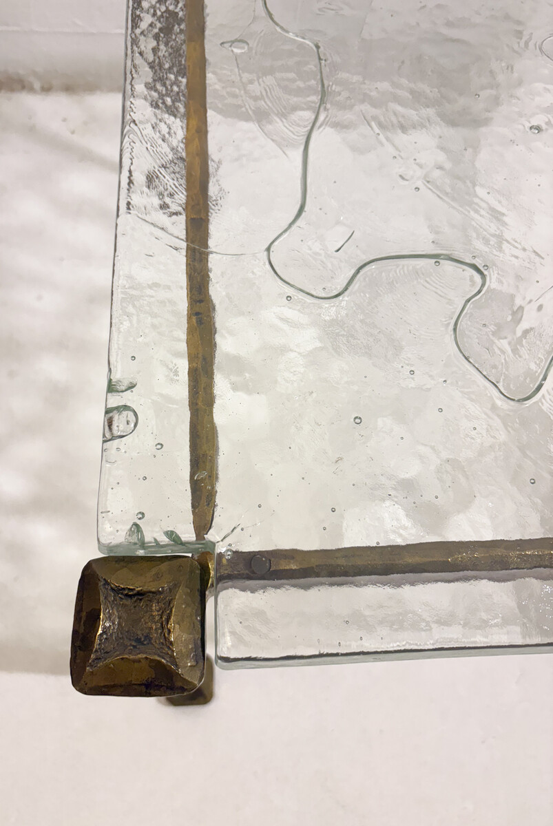 Pair of Side Tables by Lothar Klute, Bronze and Glass, Germany