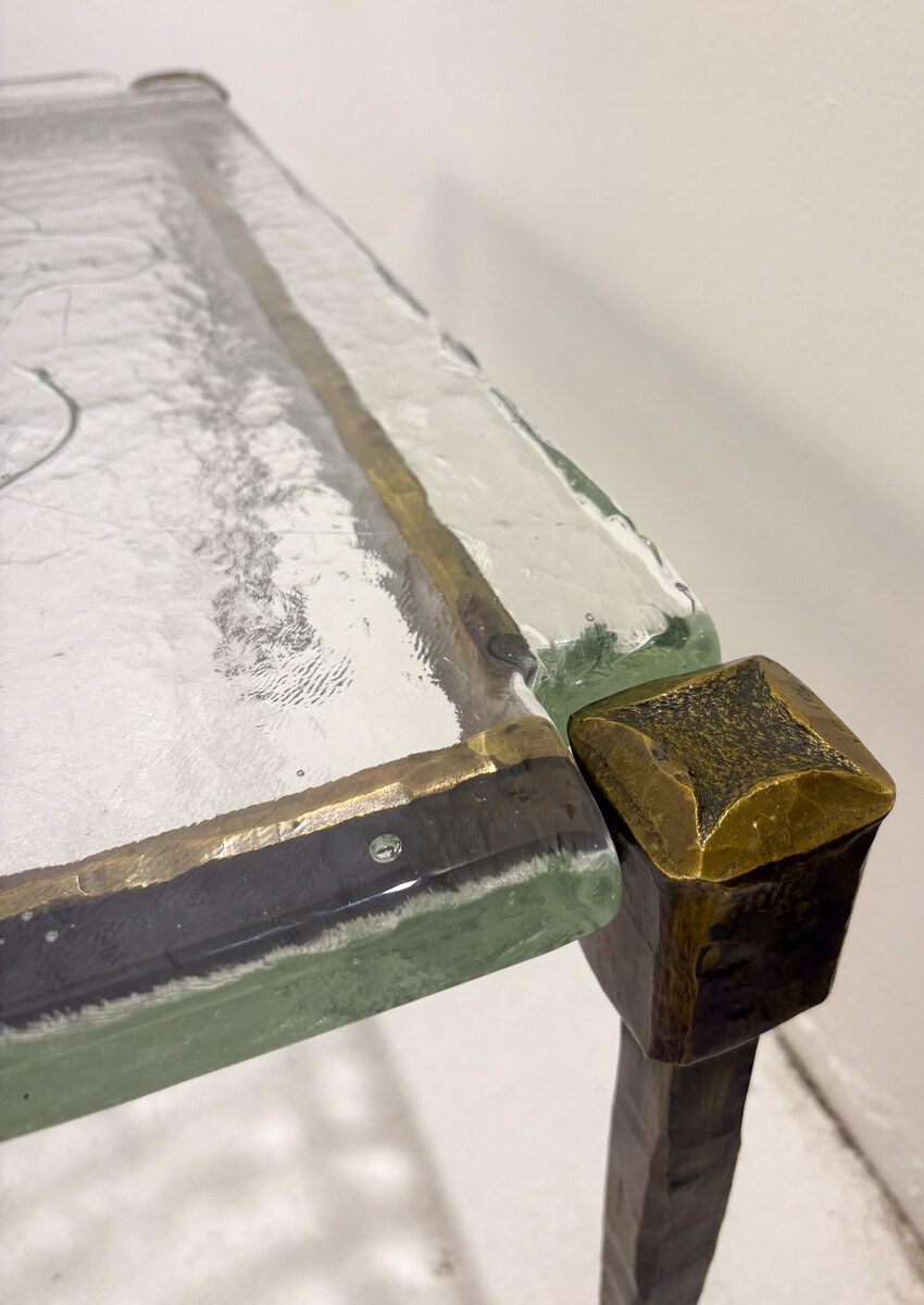 Pair of Side Tables by Lothar Klute, Bronze and Glass, Germany