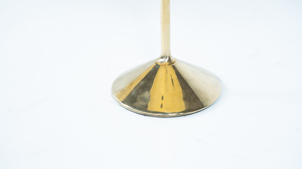 Pair of Side Tables Mod. T2 by Osvaldo Borsani, Brass and Glass, Italy, 1950s