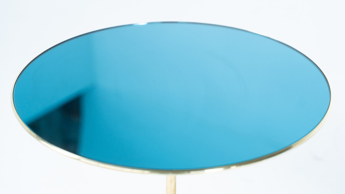 Pair of Side Tables Mod. T2 by Osvaldo Borsani, Brass and Glass, Italy, 1950s