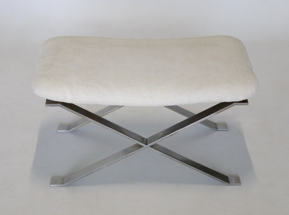 Pair Of Steel Cushioned Stools