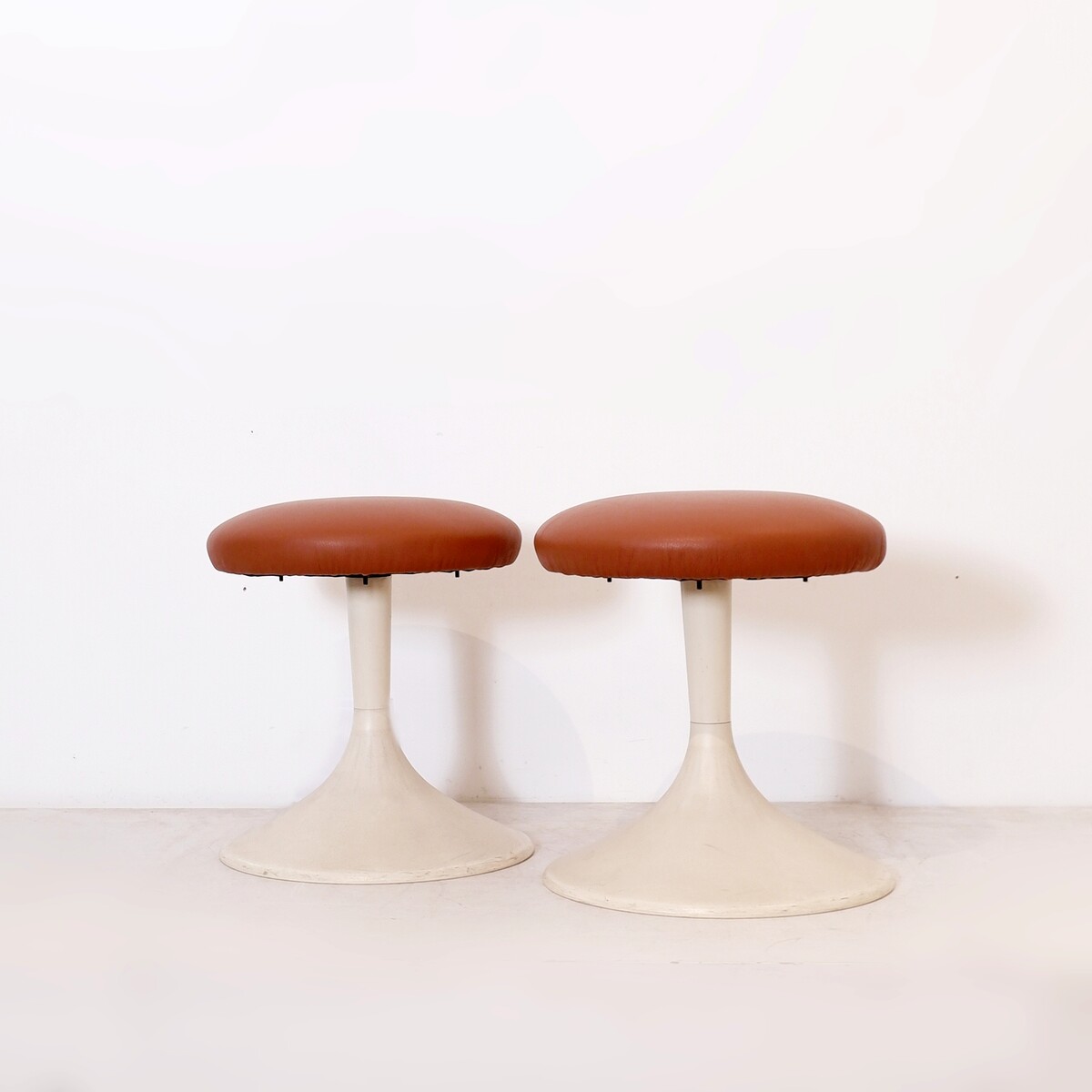 Pair of Swivel stools - new leather upholstery