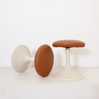 Pair of Swivel stools - new leather upholstery