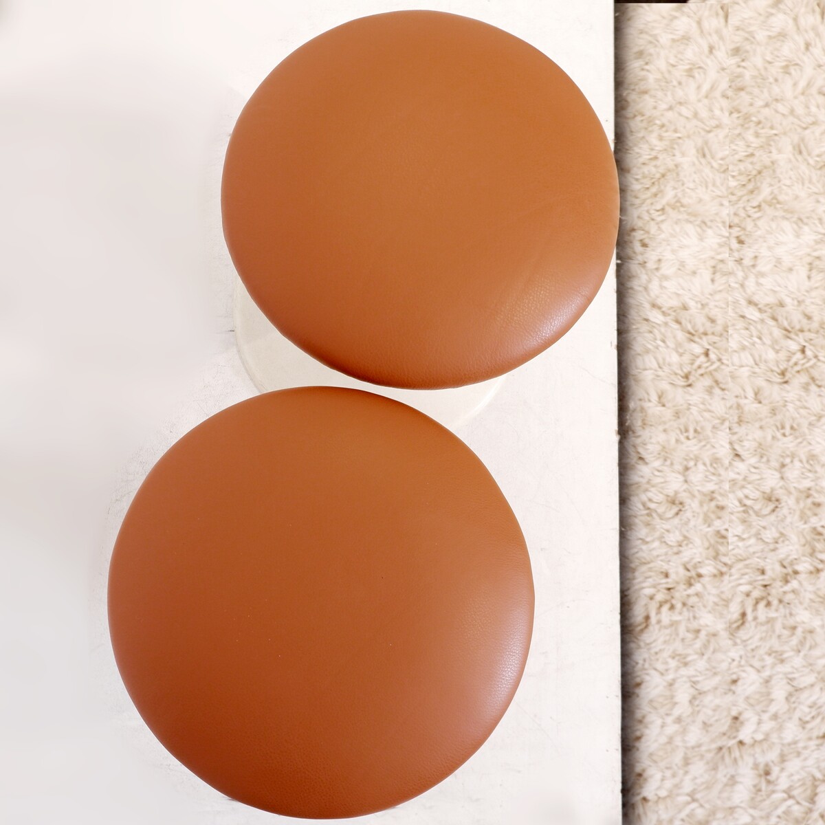 Pair of Swivel stools - new leather upholstery