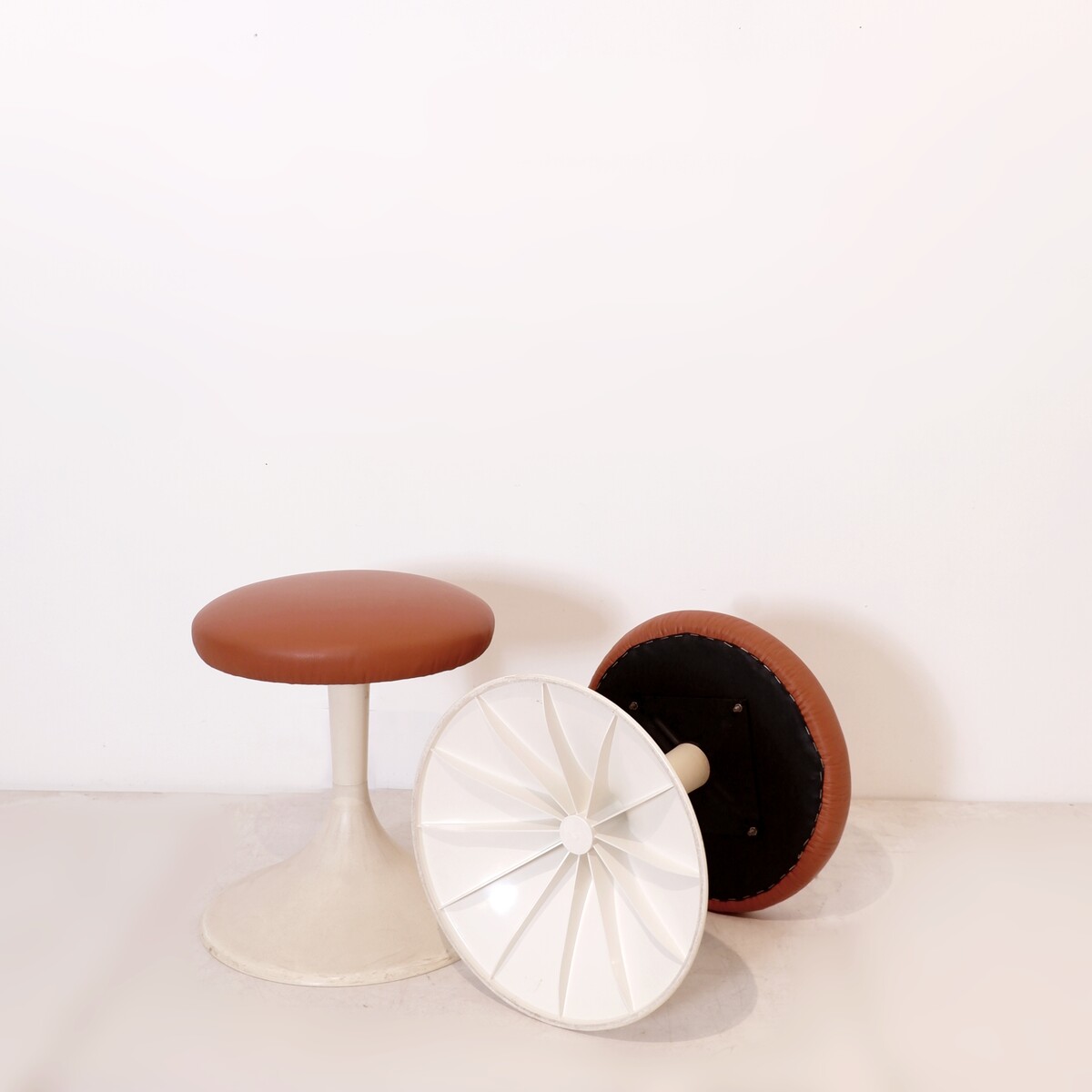 Pair of Swivel stools - new leather upholstery
