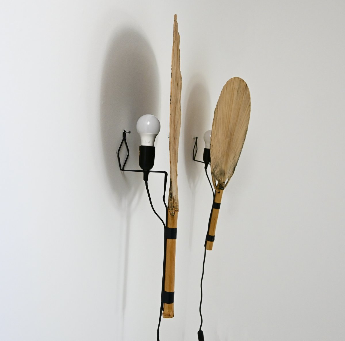 Pair of Uchiwa wall lamps by Ingo Maurer for M design, 1970s