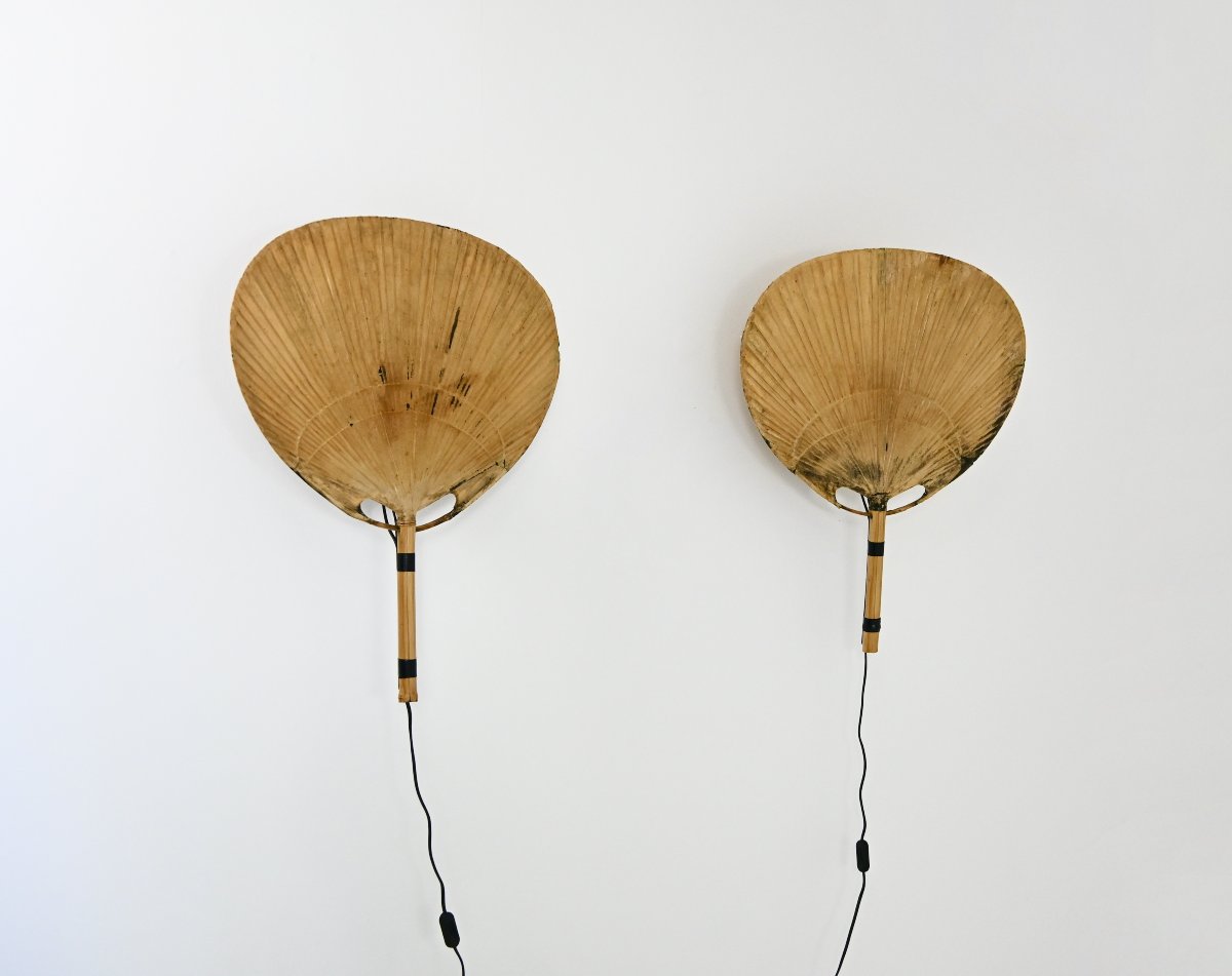 Pair of Uchiwa wall lamps by Ingo Maurer for M design, 1970s