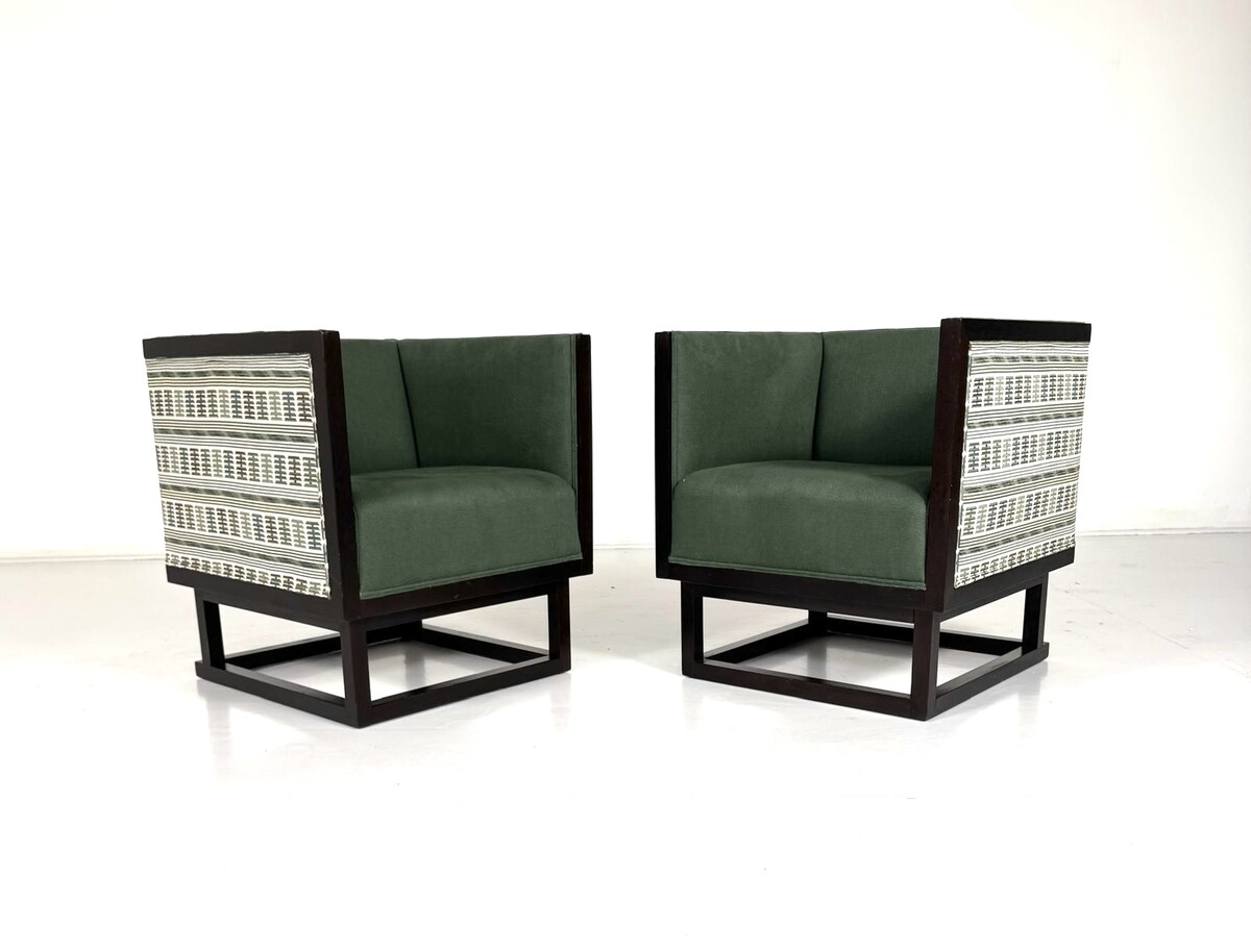 Pair of Vienna Secession Cabinet Chairs by Josef Hoffmann for Wittmann