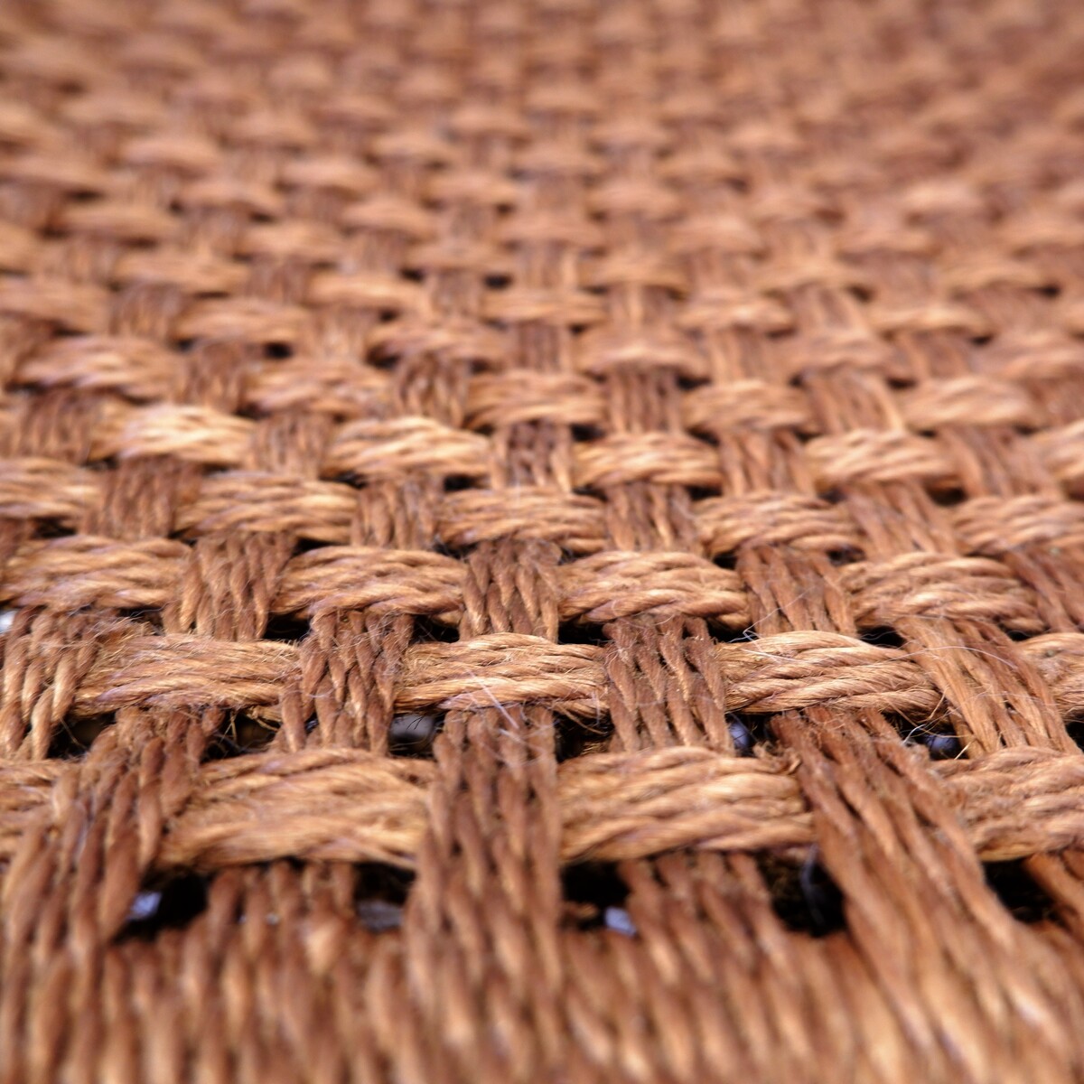 Pair of vintage brutalist stools or footrests in rope and wood, 1960s