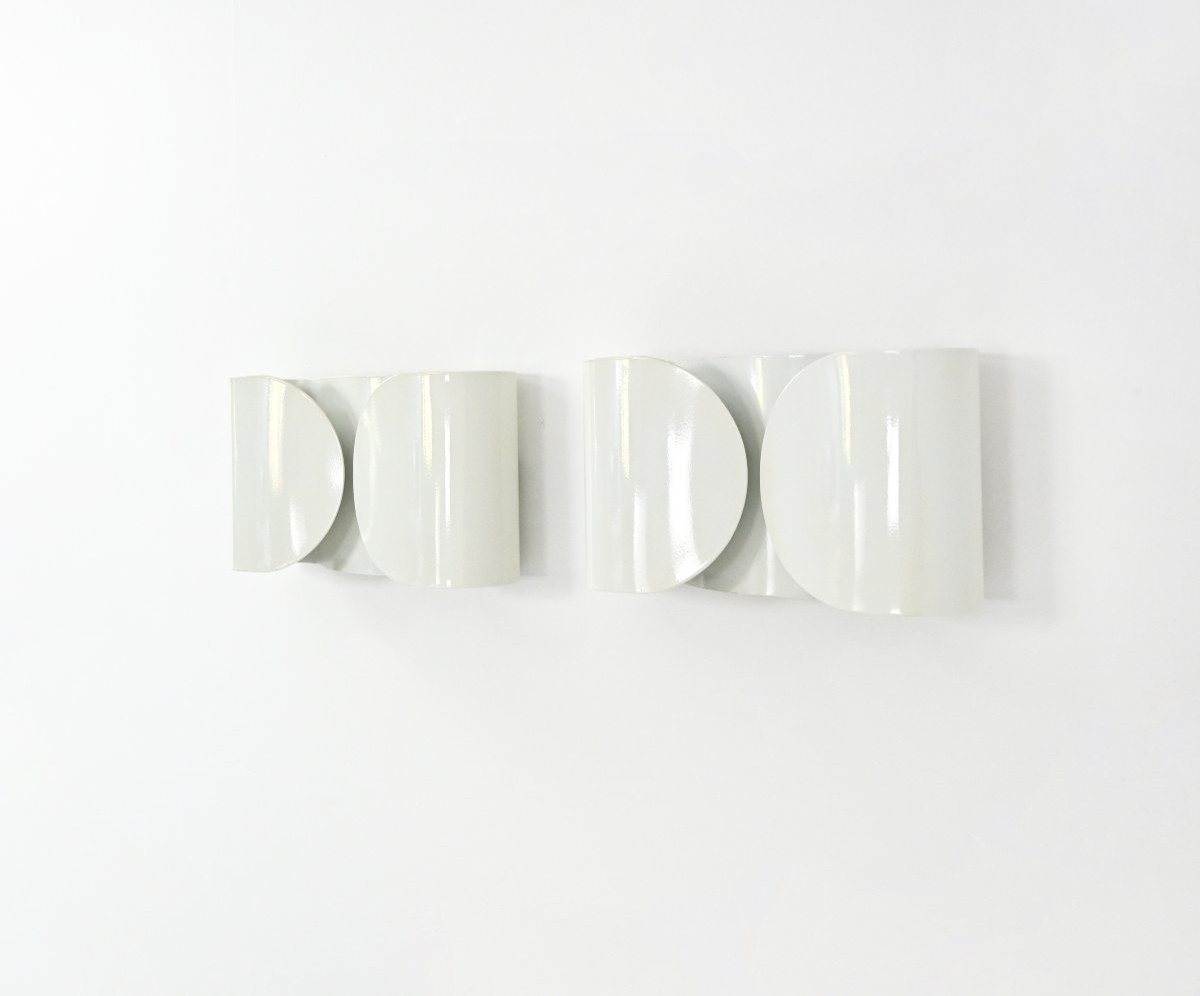 Pair of white foglio sconces by Tobia & Afra Scarpa for Flos, 1960's