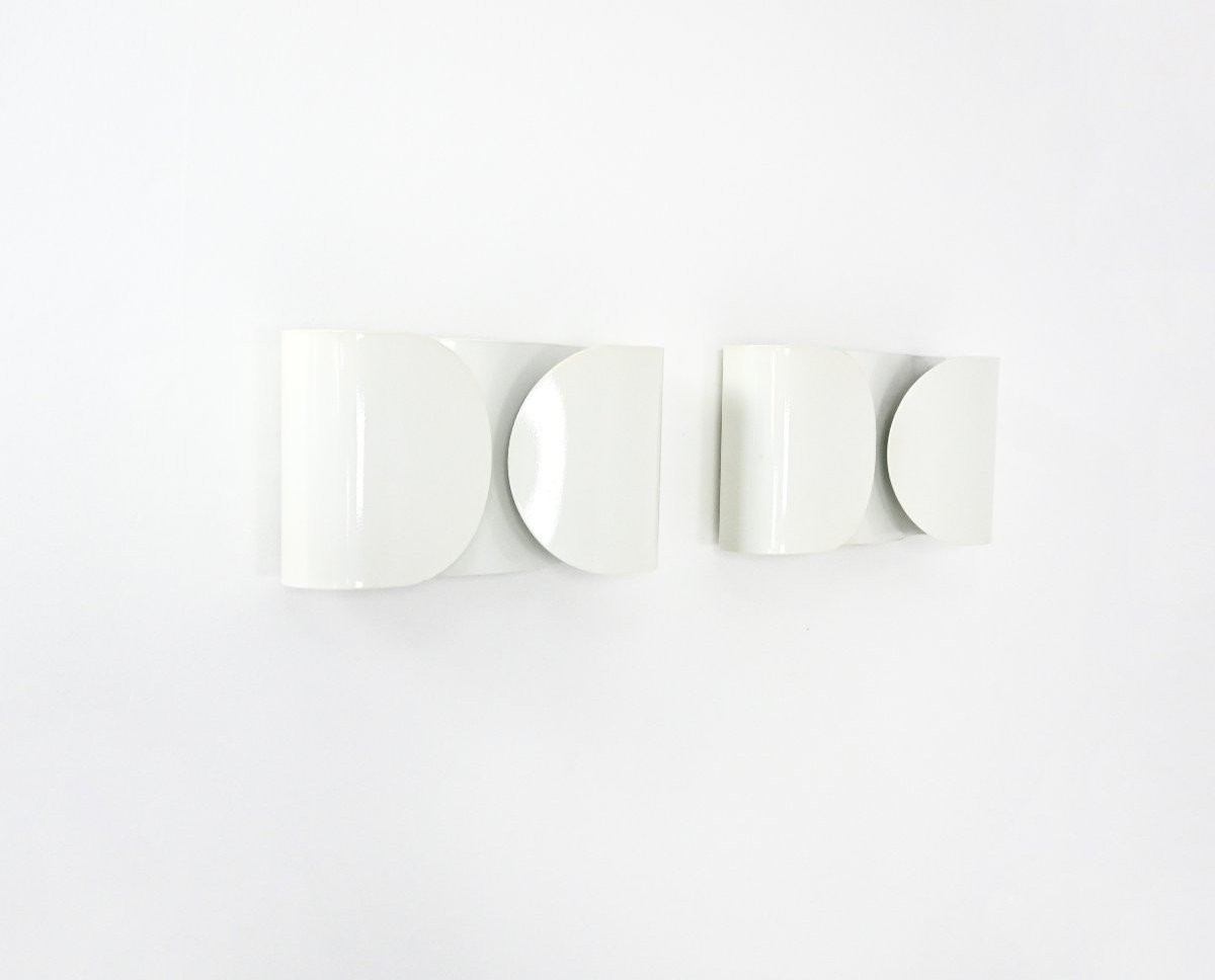 Pair of white foglio sconces by Tobia & Afra Scarpa for Flos, 1960's