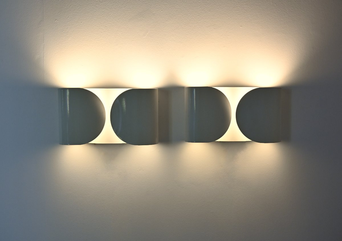 Pair of white foglio sconces by Tobia & Afra Scarpa for Flos, 1960's