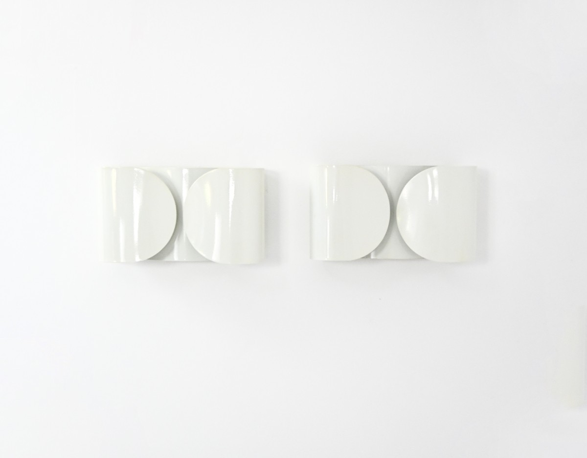Pair of white foglio sconces by Tobia & Afra Scarpa for Flos, 1960's