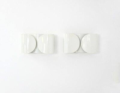 Pair of white foglio sconces by Tobia & Afra Scarpa for Flos, 1960's
