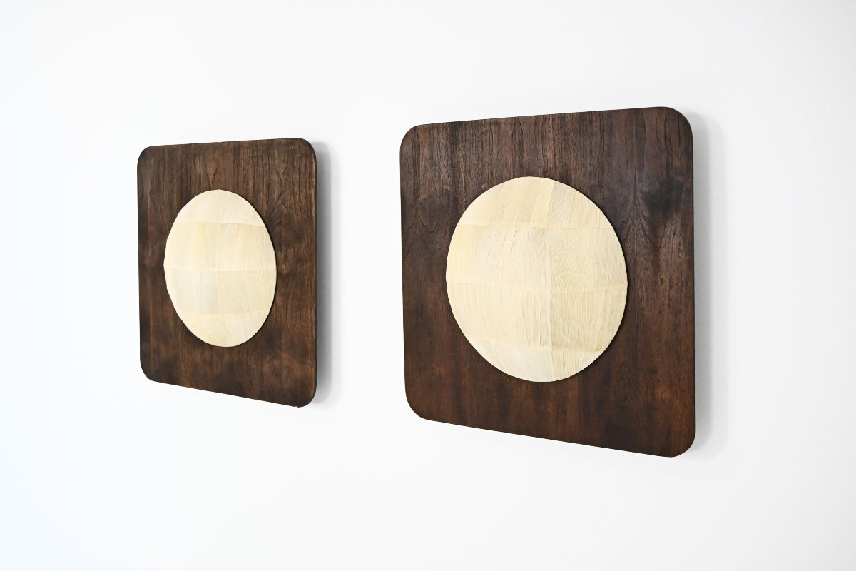 Pair of wooden lamps, Italy, 1960's