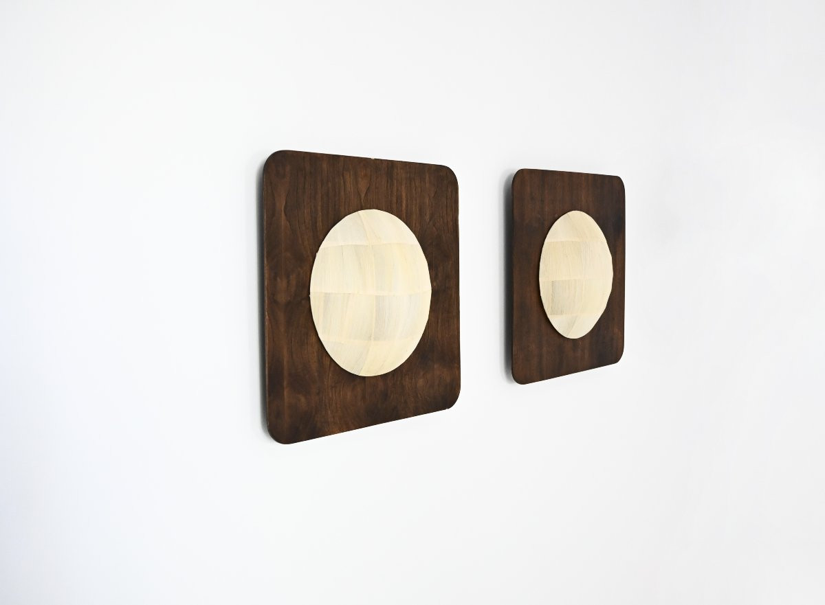 Pair of wooden lamps, Italy, 1960's