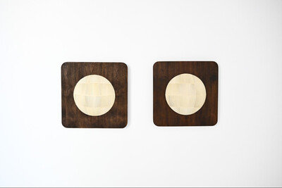 Pair of wooden lamps, Italy, 1960's