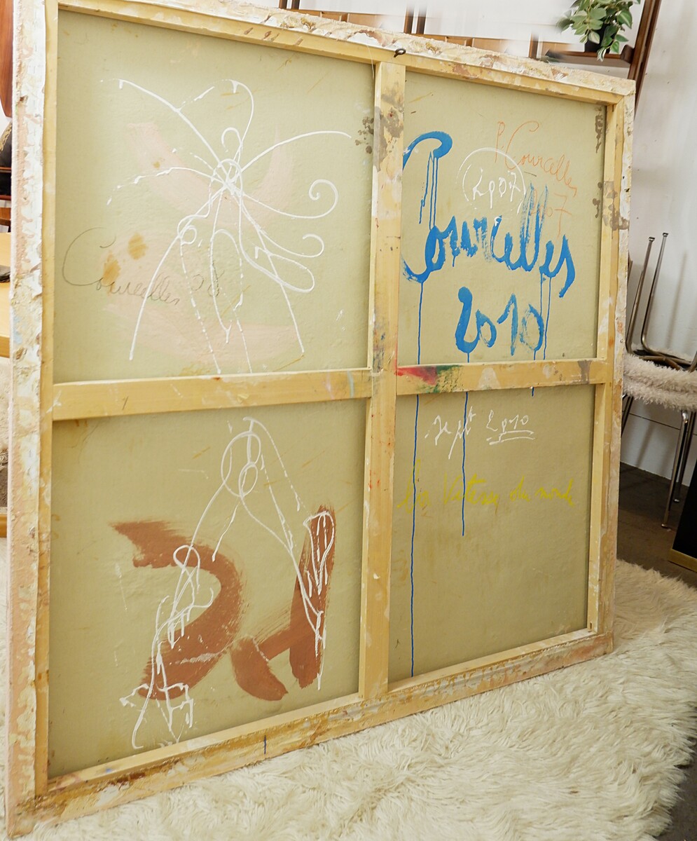 Pascal Courcelles (1956) 'La vitesse du monde' - mixed media - Signed, dated and titled on the back of the canvas.