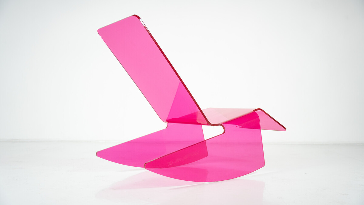 Pink Acrylic Bolid Chair by Joel Bernard Bostaetter, Kasastar, France