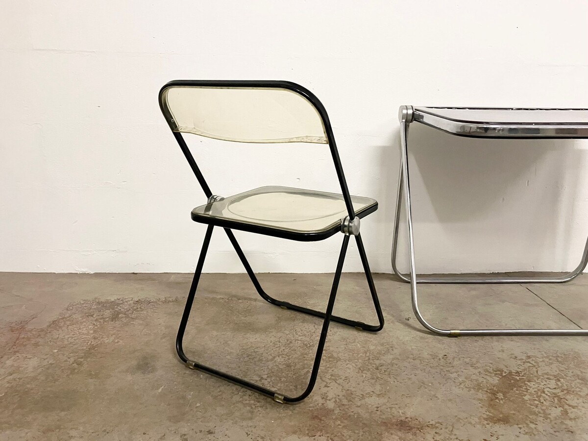 Platone folding chair and table in polyurethane by Giancarlo Piretti for Castelli, Italy, 1970s