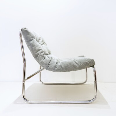 Plounge chair by Gillis Lundgren 1970s - new blue/grey corduroy Upholstery