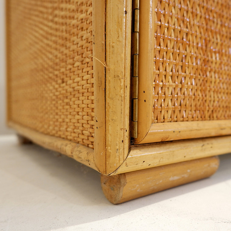 Rattan and wicker chest of drawers - 1960s