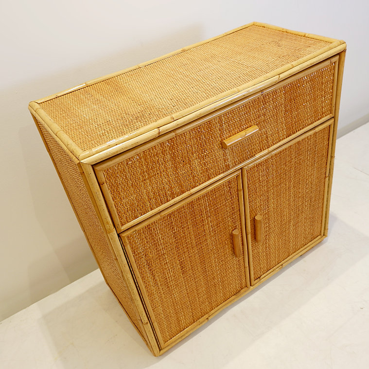 Rattan and wicker chest of drawers - 1960s