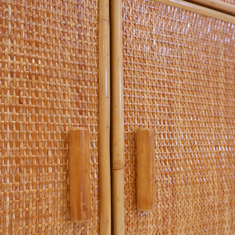 Rattan and wicker chest of drawers - 1960s