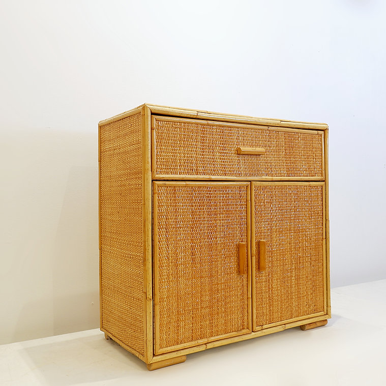 Rattan and wicker chest of drawers - 1960s