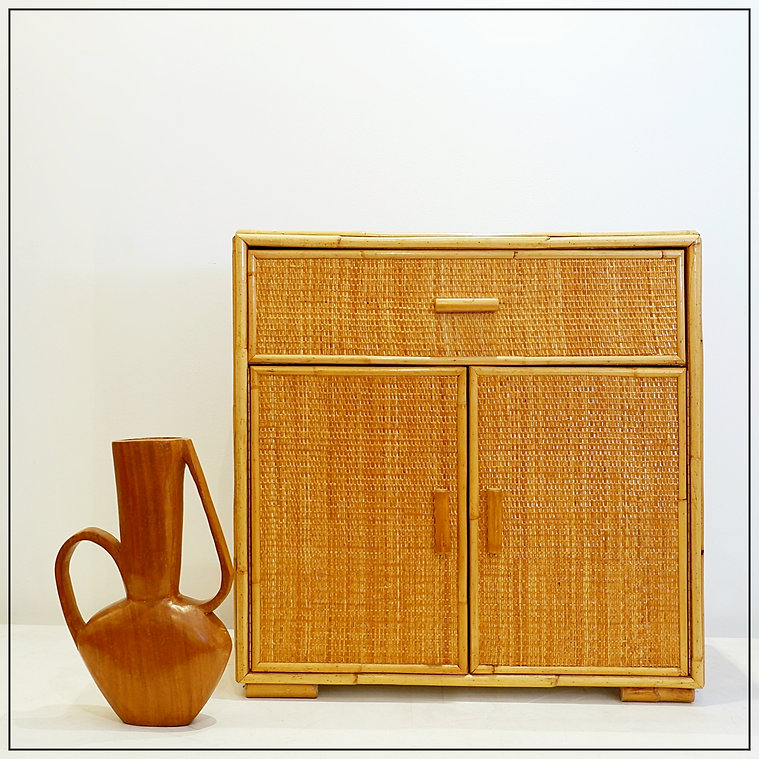 Rattan and wicker chest of drawers - 1960s