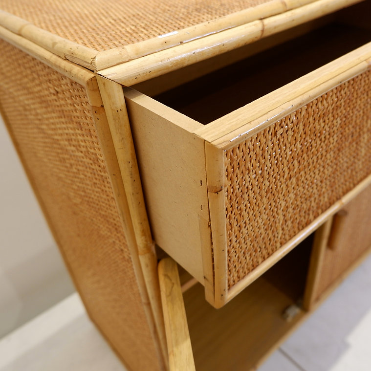 Rattan and wicker chest of drawers - 1960s