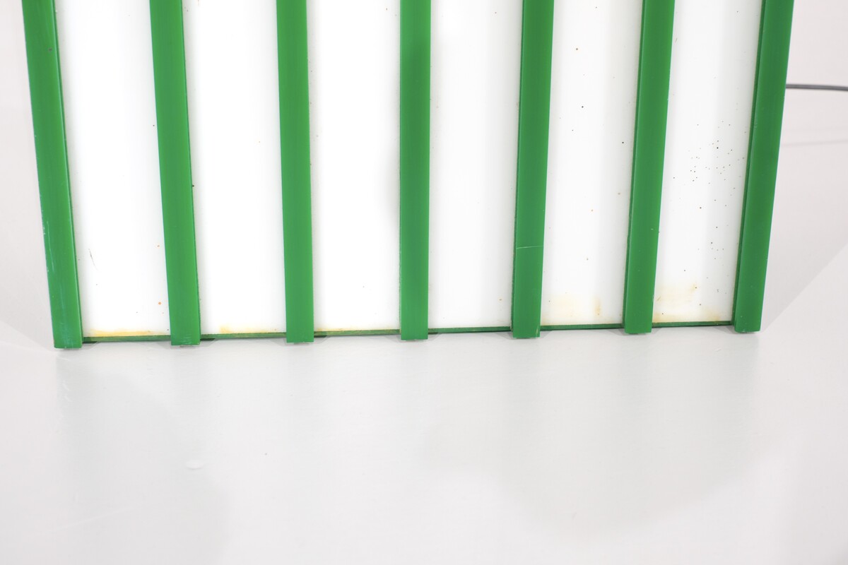 Rectangular floor lamp in green and white plexiglass, Italy - 1970s