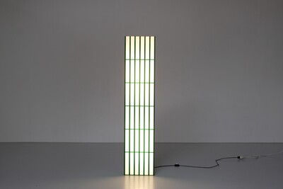 Rectangular floor lamp in green and white plexiglass, Italy - 1970s