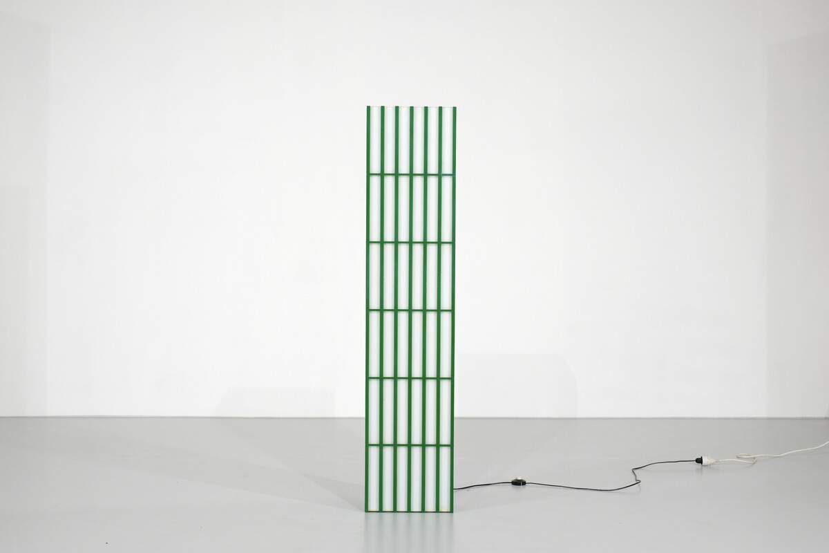 Rectangular floor lamp in green and white plexiglass, Italy - 1970s