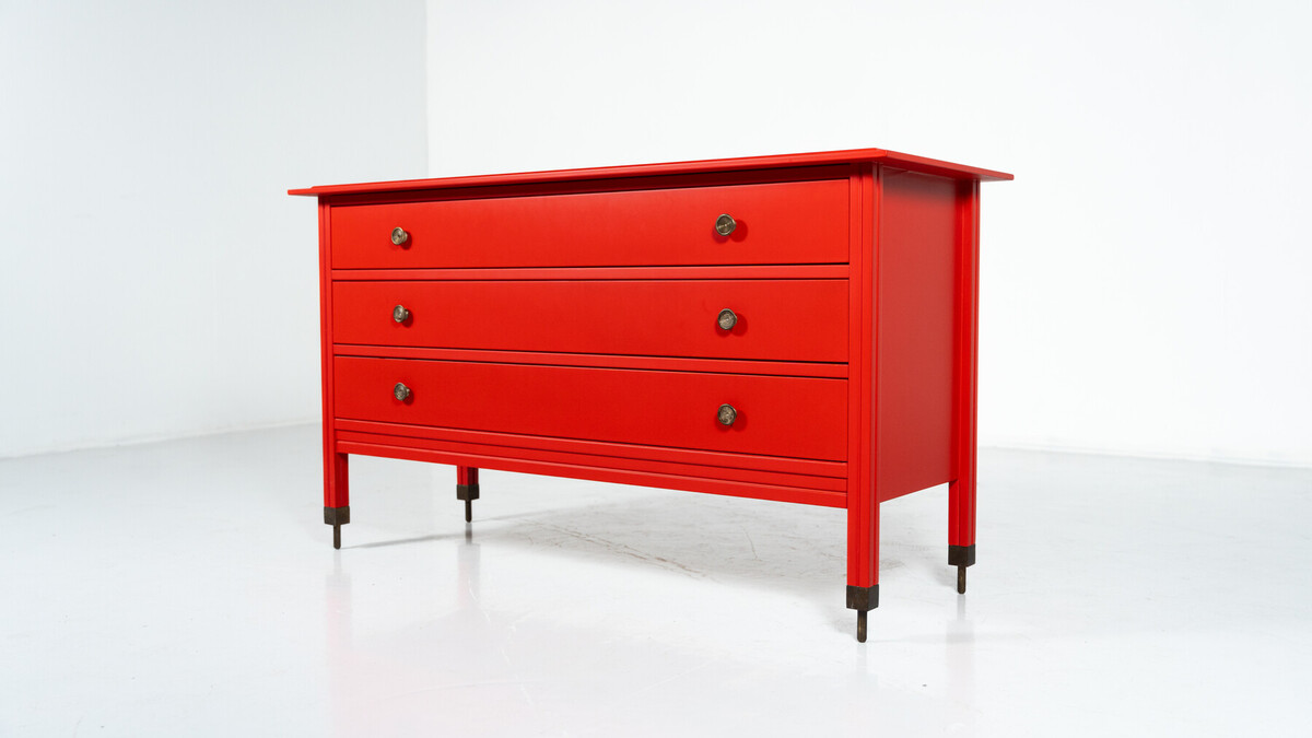 Red Chest of Drawers by Carlo de Carli, Italy, 1960s