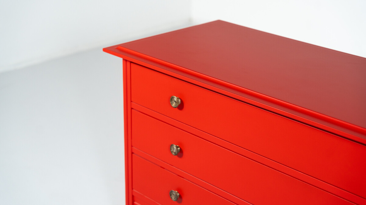 Red Chest of Drawers by Carlo de Carli, Italy, 1960s