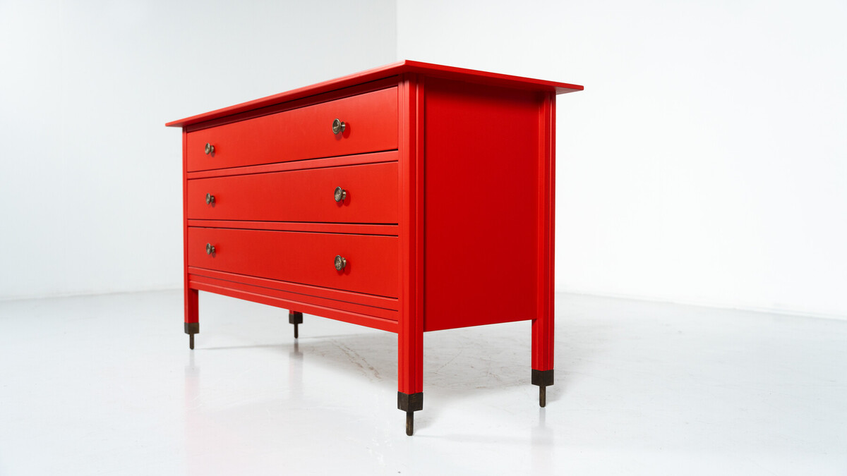 Red Chest of Drawers by Carlo de Carli, Italy, 1960s
