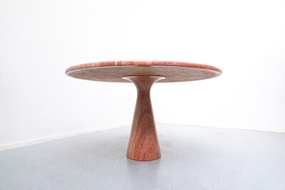 Red Travertine Dining Table by Angelo Mangiarotti, Italy, 1970s