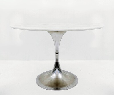 Round dining table with marble top