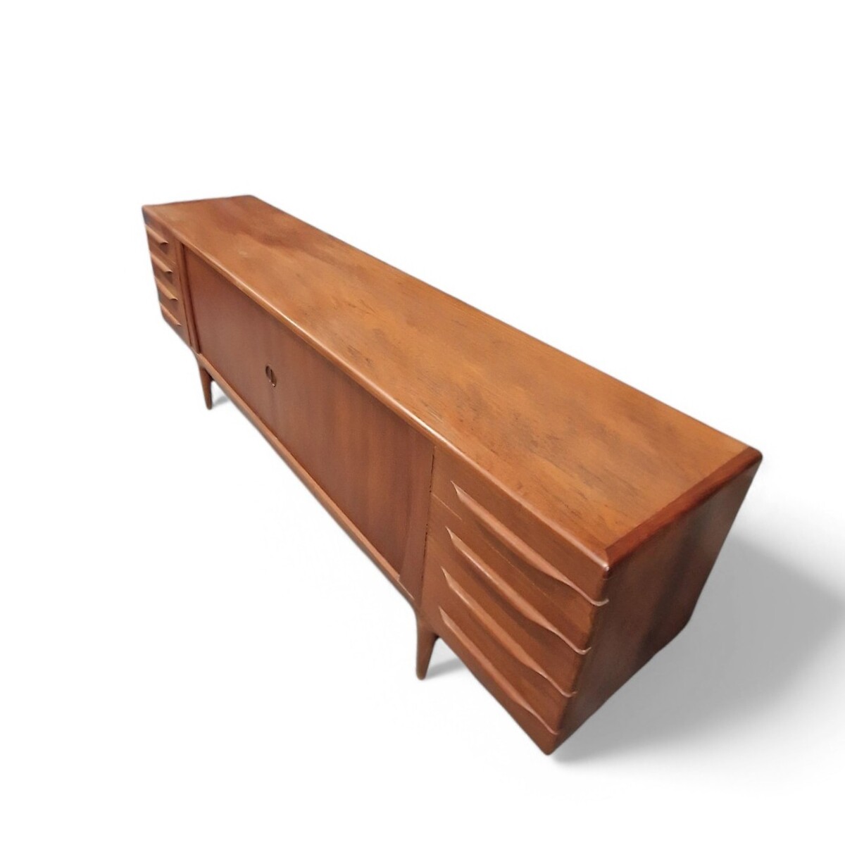 Scandinavian sideboard with 2 revolving doors and 2x4 drawers by Johannès Andersen, stamped 