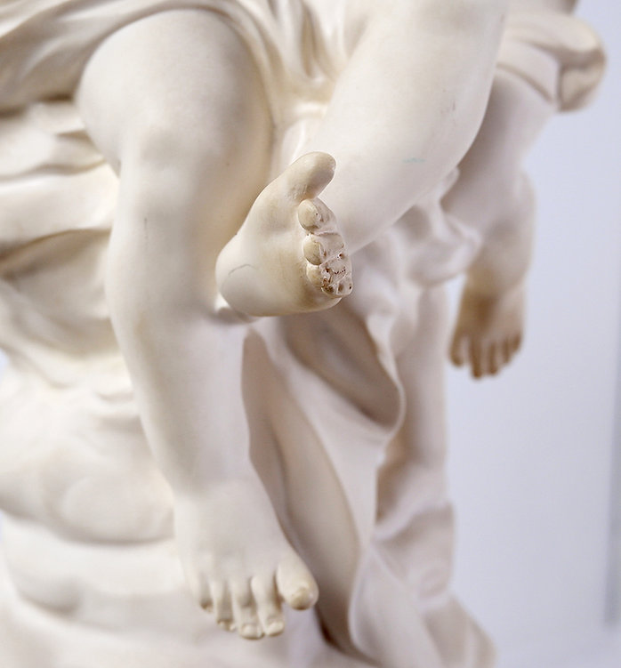 Sculpture 'Two Children' mounted on alabaster base by Auguste MOREAU (1834-1917)