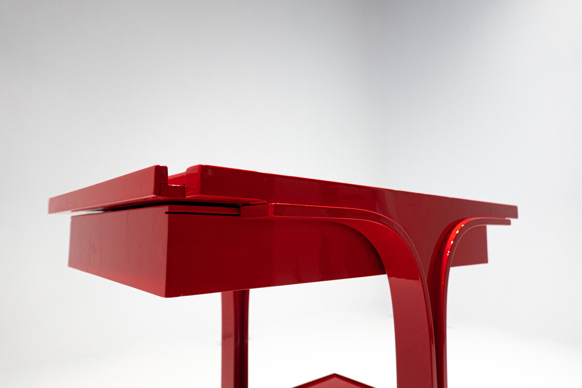 Serving Trolley/ Bar Cart by Gianfranco Frattini for Bernini, Red, Italy, 1960s
