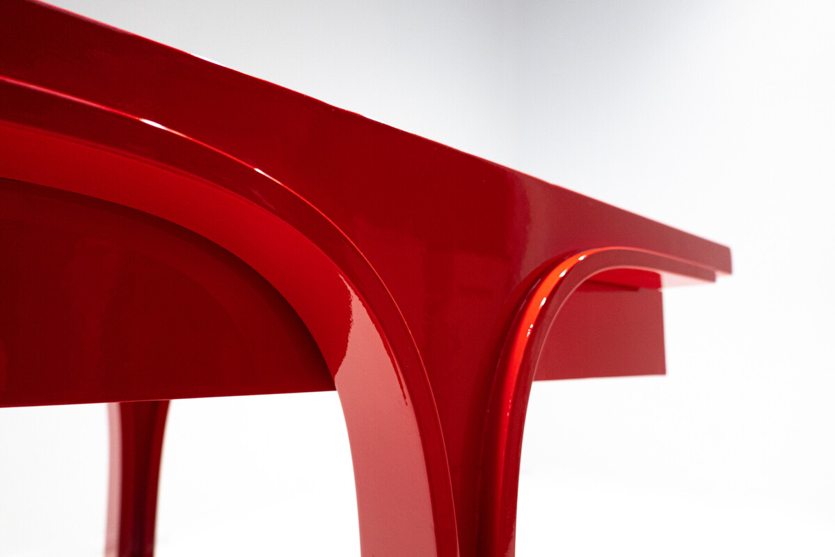 Serving Trolley/ Bar Cart by Gianfranco Frattini for Bernini, Red, Italy, 1960s