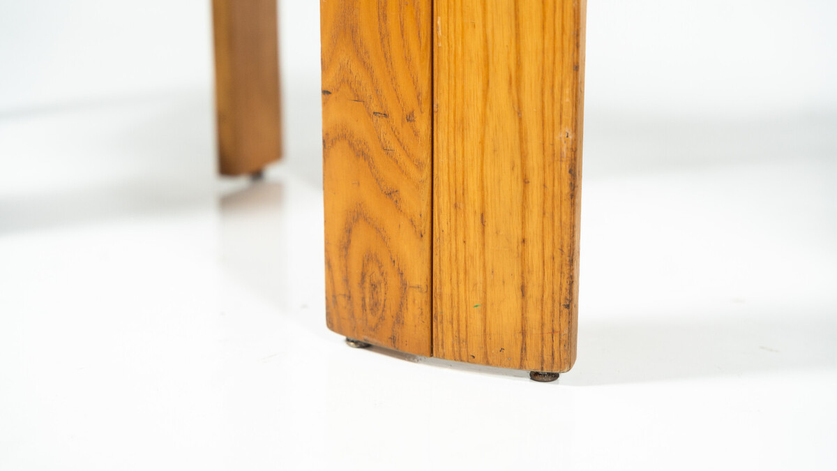 Set of 4 Armchairs, Wood and Fabric, Italy, 1970s